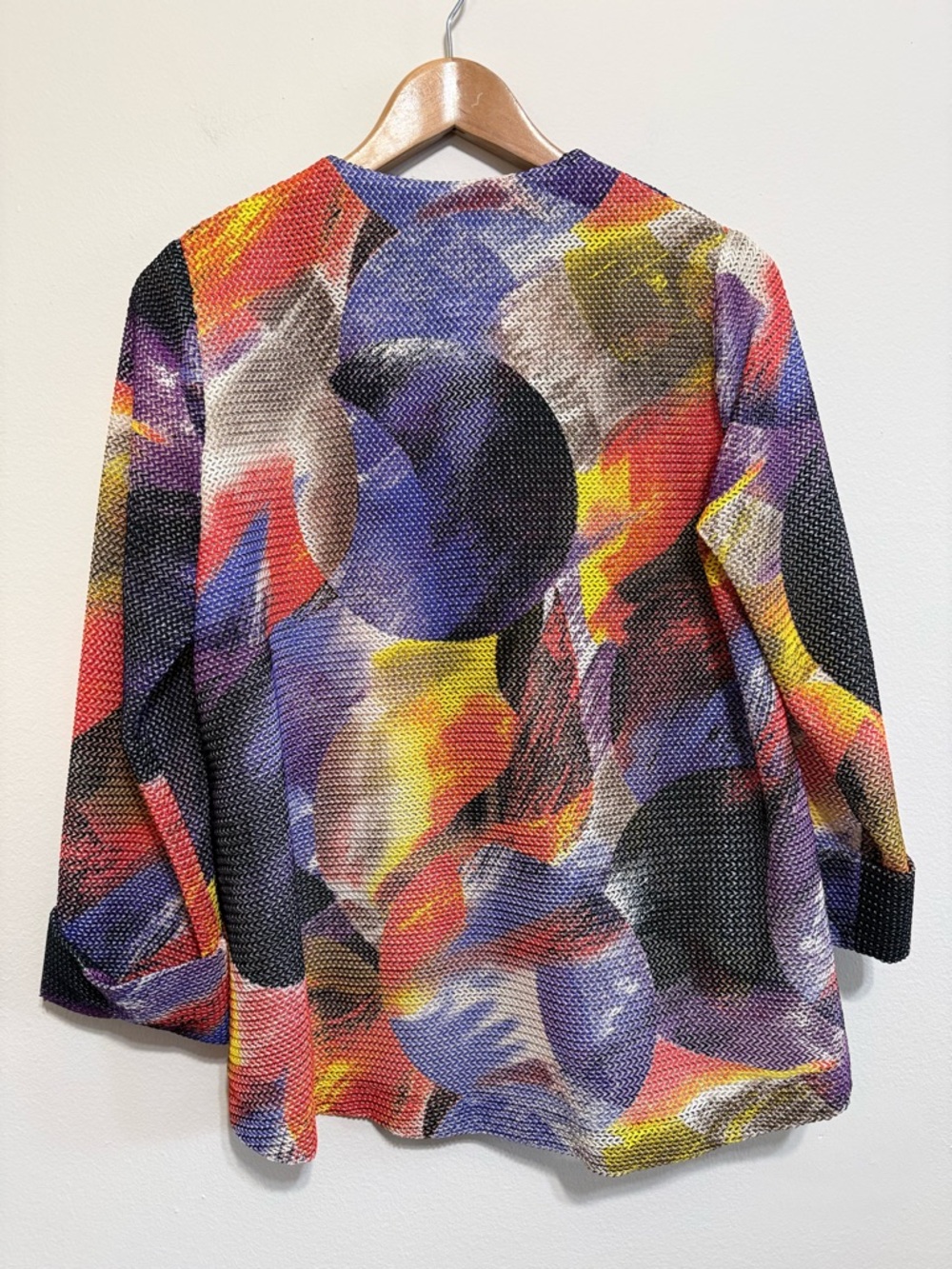 Joseph Ribkoff Colorful Knit Blazer Jacket Button front Abstract Bright - Picture 2 of 5